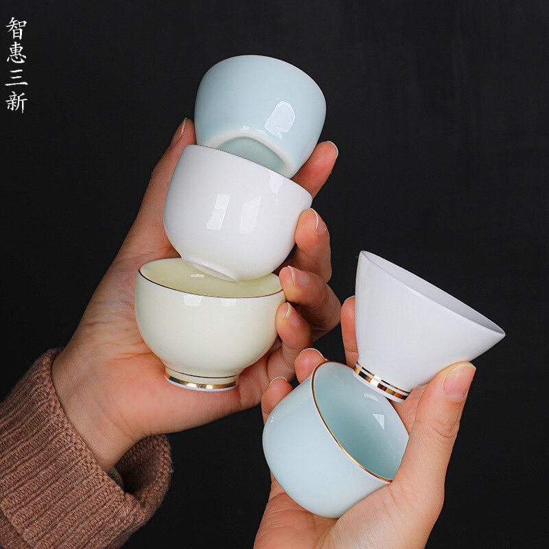 Porcelana blanca de Jade gordo de cordero, taza de té de cerámica Guanhai, juego de té de Kung Fu para el hogar, vajilla de Ceremonia de té,