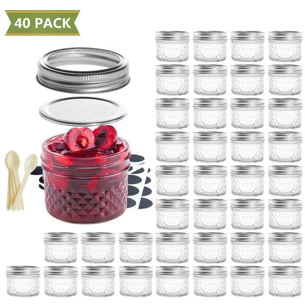 40PCS 120ml Glass Bottle Set Mini Canning Jars For Kitchen Home Salad Jar Mason Jar Airtight Jar