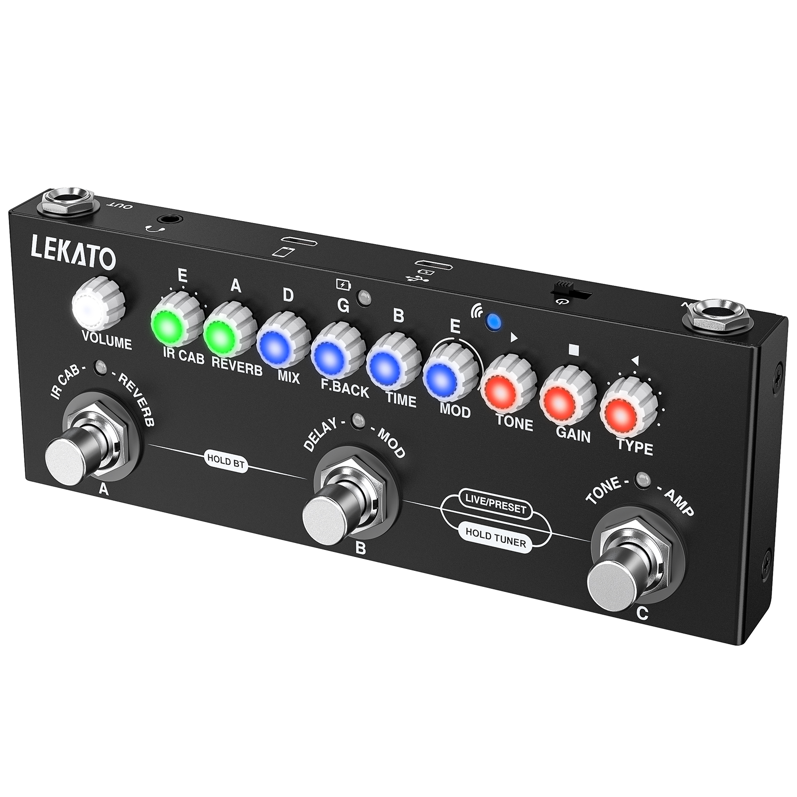 CUBE BABY-Pedal de múltiples efectos retardante, procesador de 8 armarios IR, simulación de Coro, efecto de guitarra, pedalaser, reverberación Vibrato: LEKATO LOGO