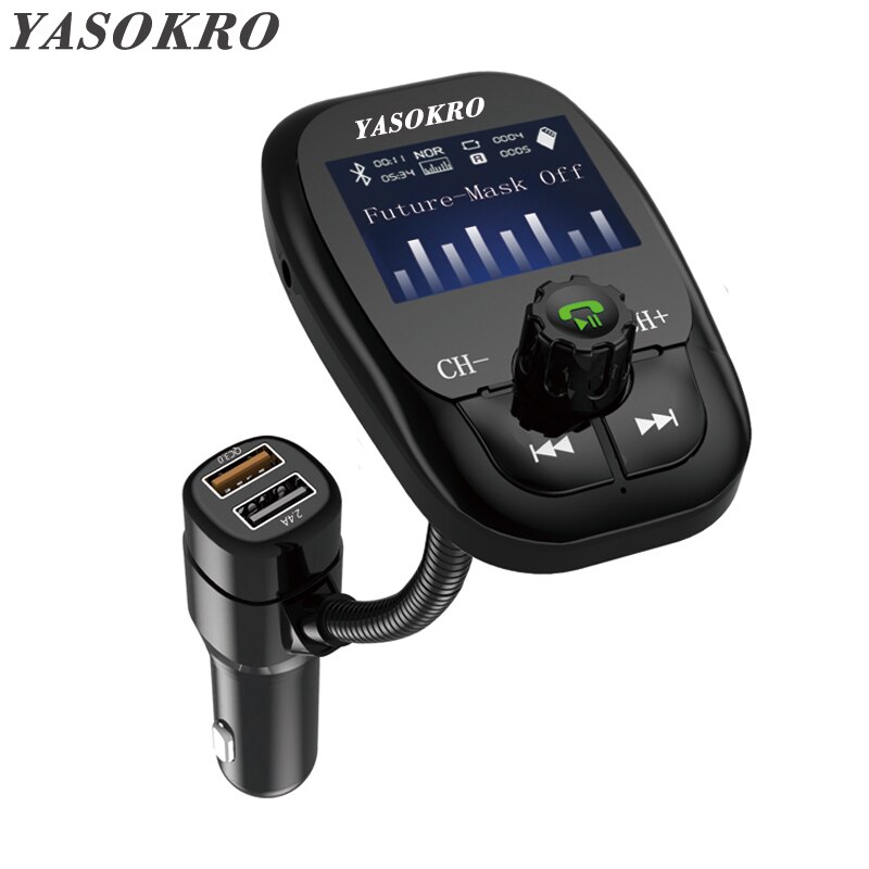 YASOKRO Auto MP3 Speler Draadloze A2DP Bluetooth HandsFree Car Kit Fm-zender QC3.0 Quick Lading Ondersteuning Tf-kaart/U schijf
