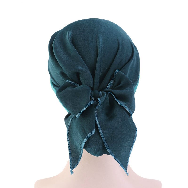 Elastische Haarband Hoofddoek Hoed Zijde Imitatie Vrouwen Tulband Hoed Mode Moslim Tulband Hijab Hoeden Indiase Cap Wrap Cap 12 kleur