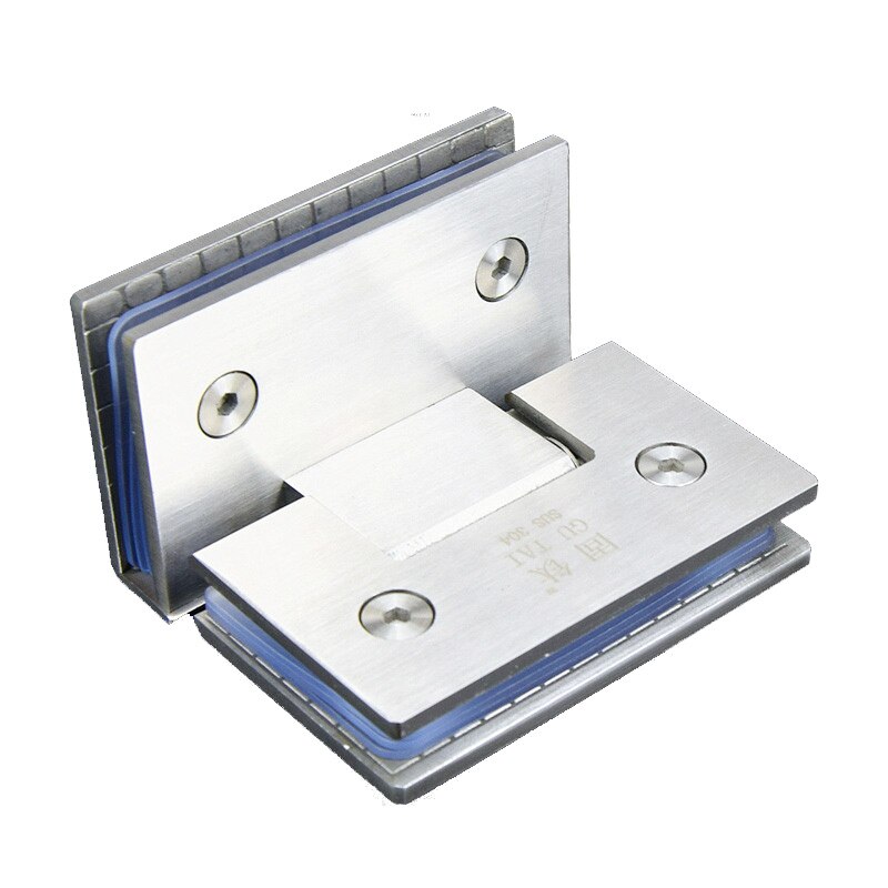 Bisagra para puerta de baño, doble página, Clip de puerta de cristal sin marco plegable Bilateral, bisagra de la sala de ducha (90 grados de apertura)