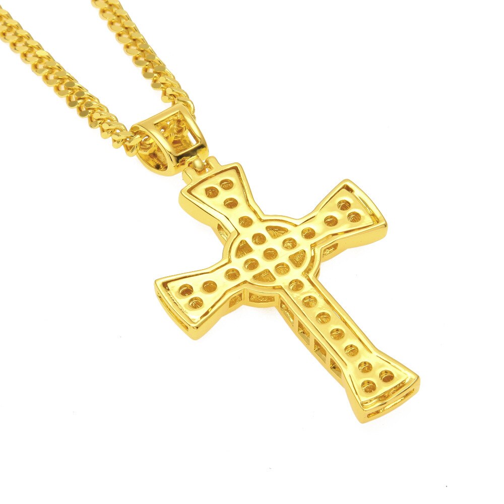 Hip Hop AAA Cubic Zircon Ice Cross Pendant Men's Rap Street Dance Necklace Jewelry