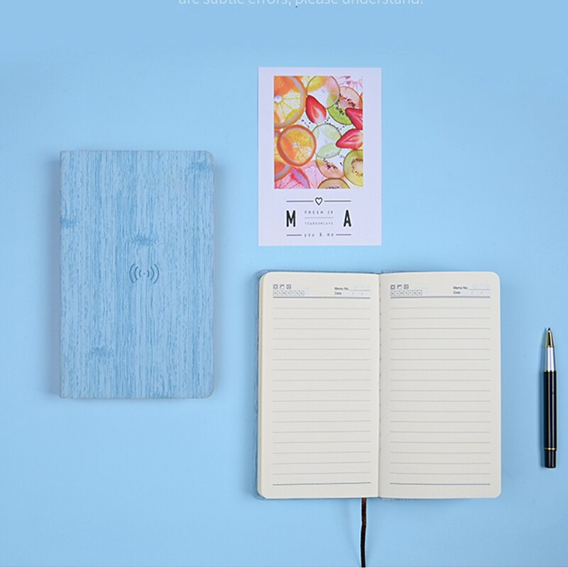Exquisite A6 Leather Notepad Travel Power Wireless Charging Agenda Diary Planner Mini Pocket Notebook