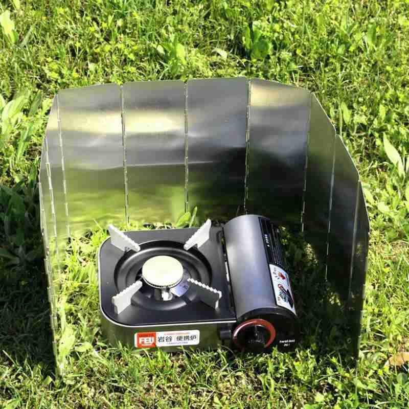10 Platen Outdoor Gasfornuis Wind Shield Opvouwbare Camping Kachel Scherm Brander Picknick Winddicht Koken Legering Voorruit Aluin M0X2
