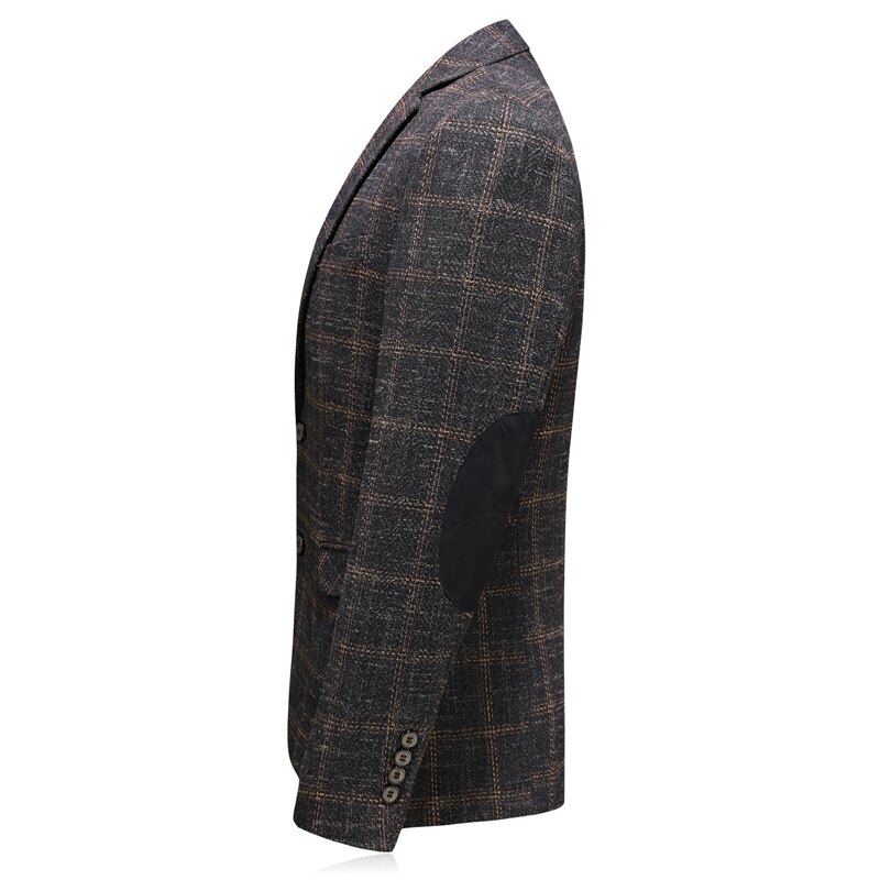 Plyesxale-Blazer de cuadros marrones para Hombre, traje informal de negocios, chaqueta ajustada, Q732, de otoño,
