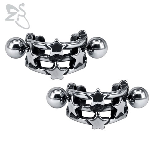 ZS-pendientes de aro de estilo Hip Hop para hombre, joyería de acero inoxidable 316L estilo Punk, 1 par de pendientes redondos pequeños de motorista, accesorios de rollo de roca: 10