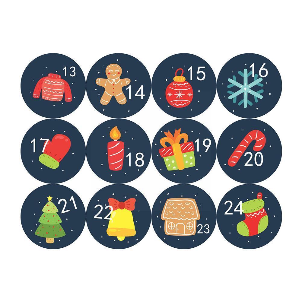 1pc Christmas Countdown Number Sticker Round Digital Packaging Decor Stationery Labels Party Xmas Sticker Sealing Sticker P C6e3