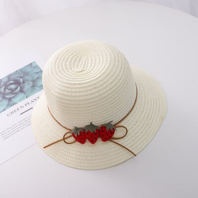 Chapeau de paille d'été pour enfants, mignon, fraise, pour la plage, pour filles de 3-8 ans: 5