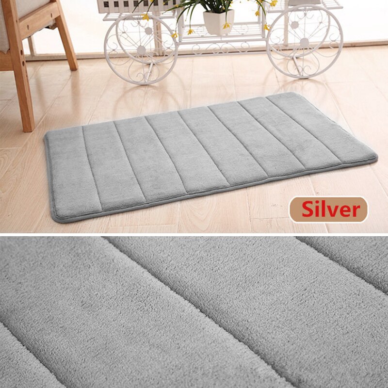 Tapijt Traagschuim Mat Absorberende Anti-Slip Pad Badkamer Tapijt Douche Badmat Thuis Gadgets Kleur Bad Rug 60*40Cm: Zilver