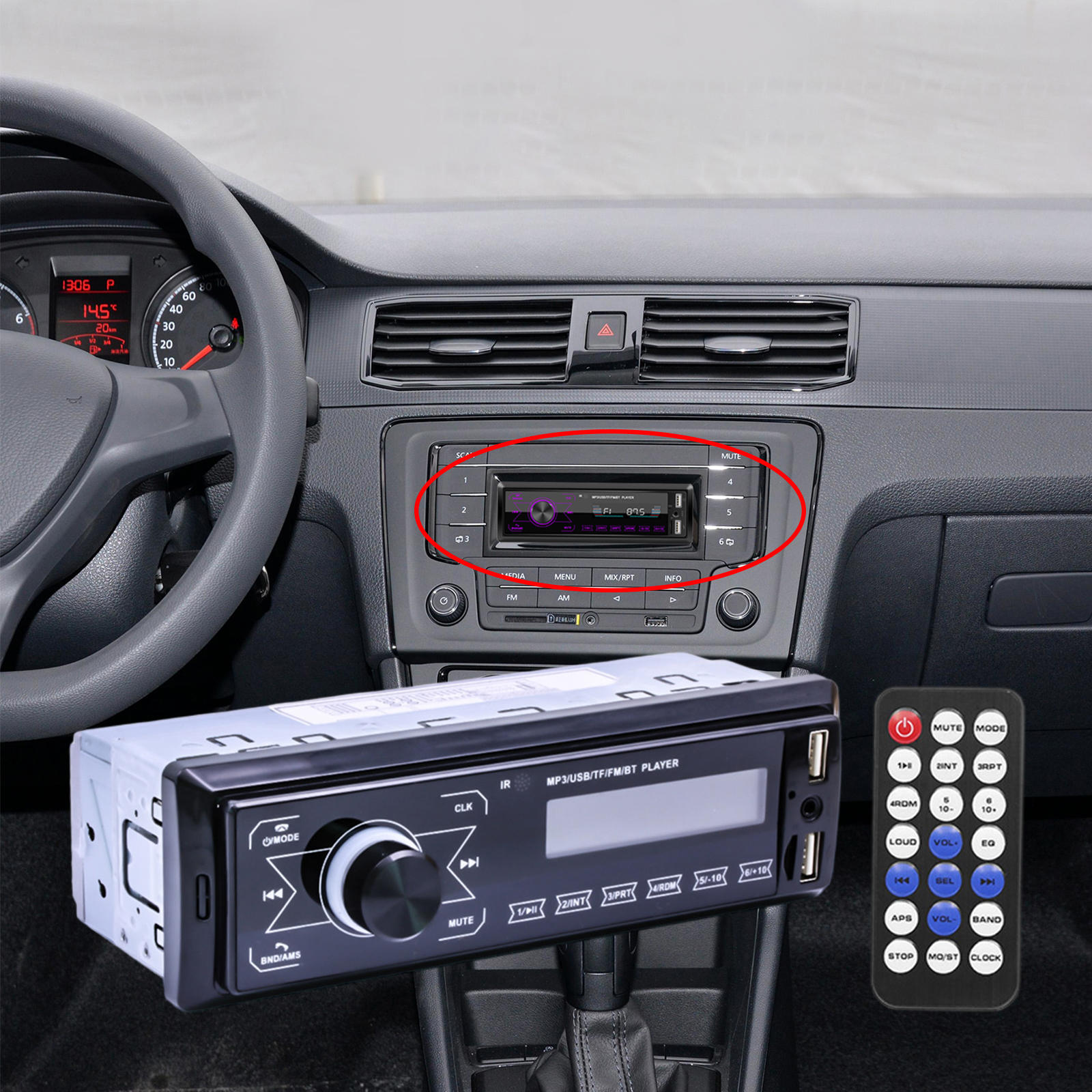 Enkele Din Bluetooth Car Stereo Draadloze Afstandsbediening Touch Screen MP3 Speler 12V Multimedia Speler Auto Radio