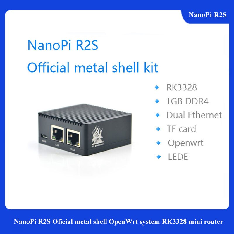 NanoPi R2S Oficial metal shell OpenWrt system RK3328 mini router dual gigabit port 1GB of large memory