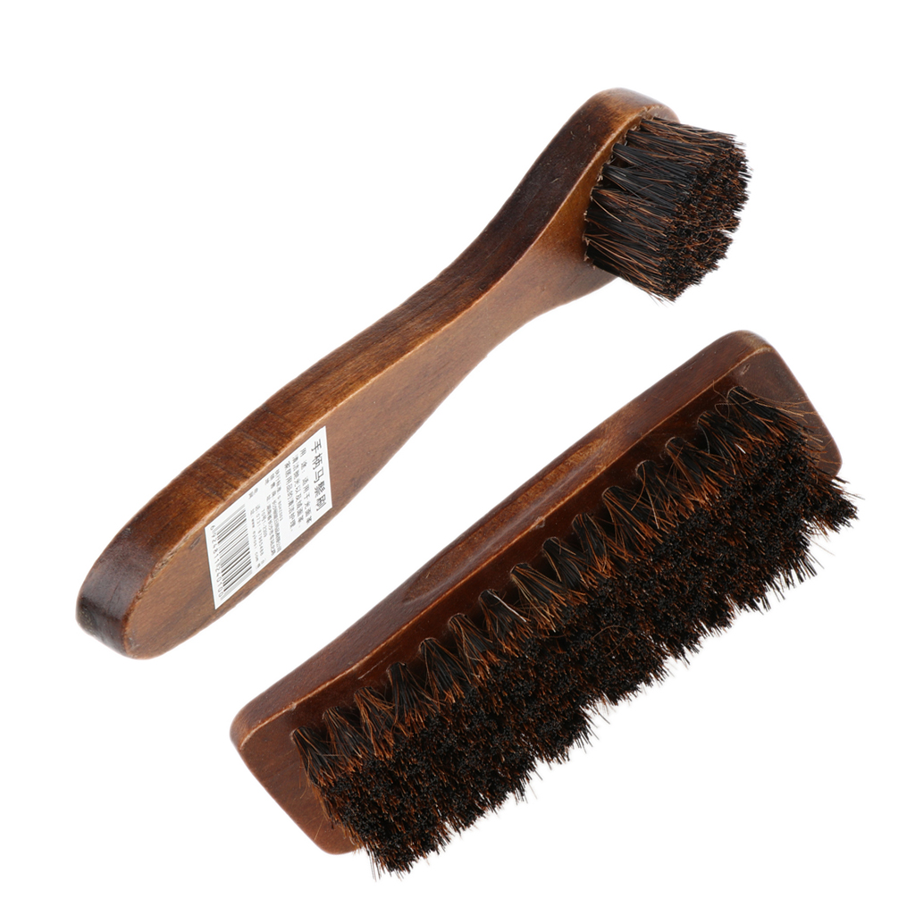 Pack Of 2 Wooden Handle Shoe Boot Cleaning Brush Cleaner Polish Applicator Shine
