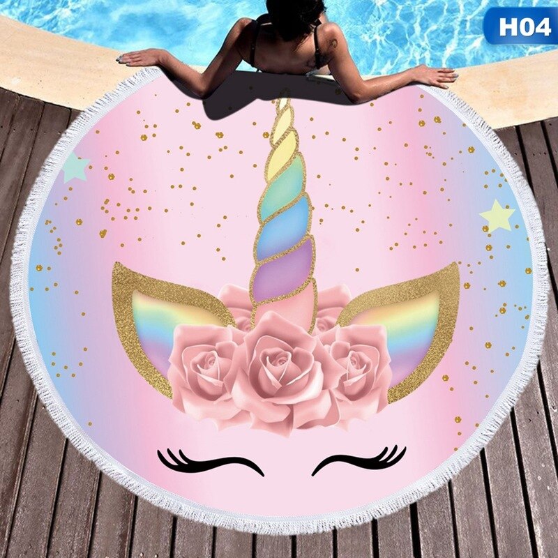 Eenhoorn Bohemian Mandala Strand Tapestry Hippie Sunshine Gooi Handdoek Deken Microfiber Zomer Boutique Ronde Strand Handdoeken: 04