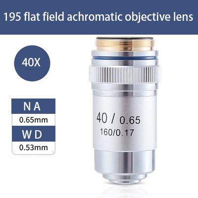 4X 10X 20X 40X 60X 100X Achromatic Objective Lens 195 mm Conjugate Distance Tube Length 160 mm Biological Microscope RMS thread: Silver