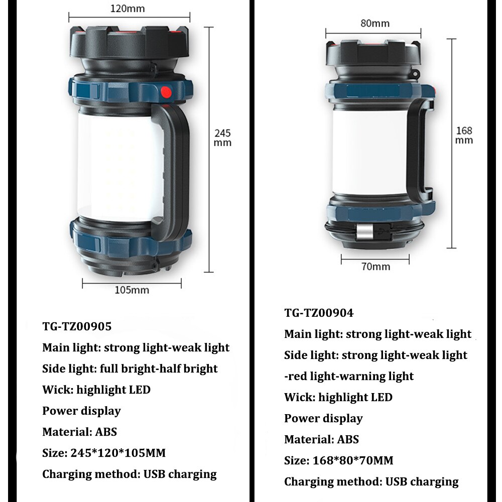 Super Bright LED Searchlight USB Rechargeable Waterproof Work Light Multi-functional Handheld Lantern Outdoor Camping Spotlight