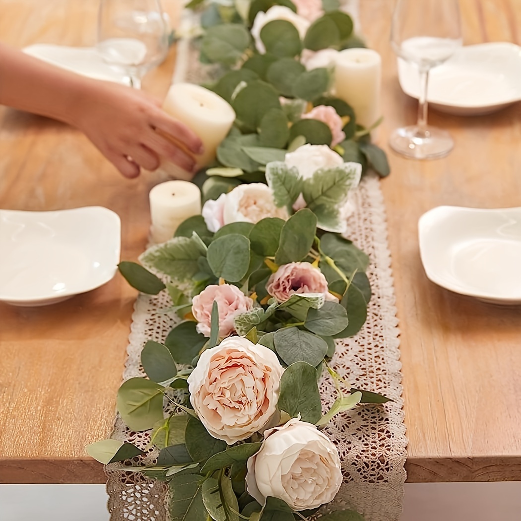 Peônia artificial rosa videira, decoração de festa de casamento flores artificiais, plantas suspensas de parede verde, cinto de flores simuladas