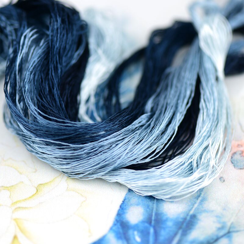 silk embroidery thread / 100% silk thread /hand embroidery embroider cross stitch/indigo series/8 gradient colors