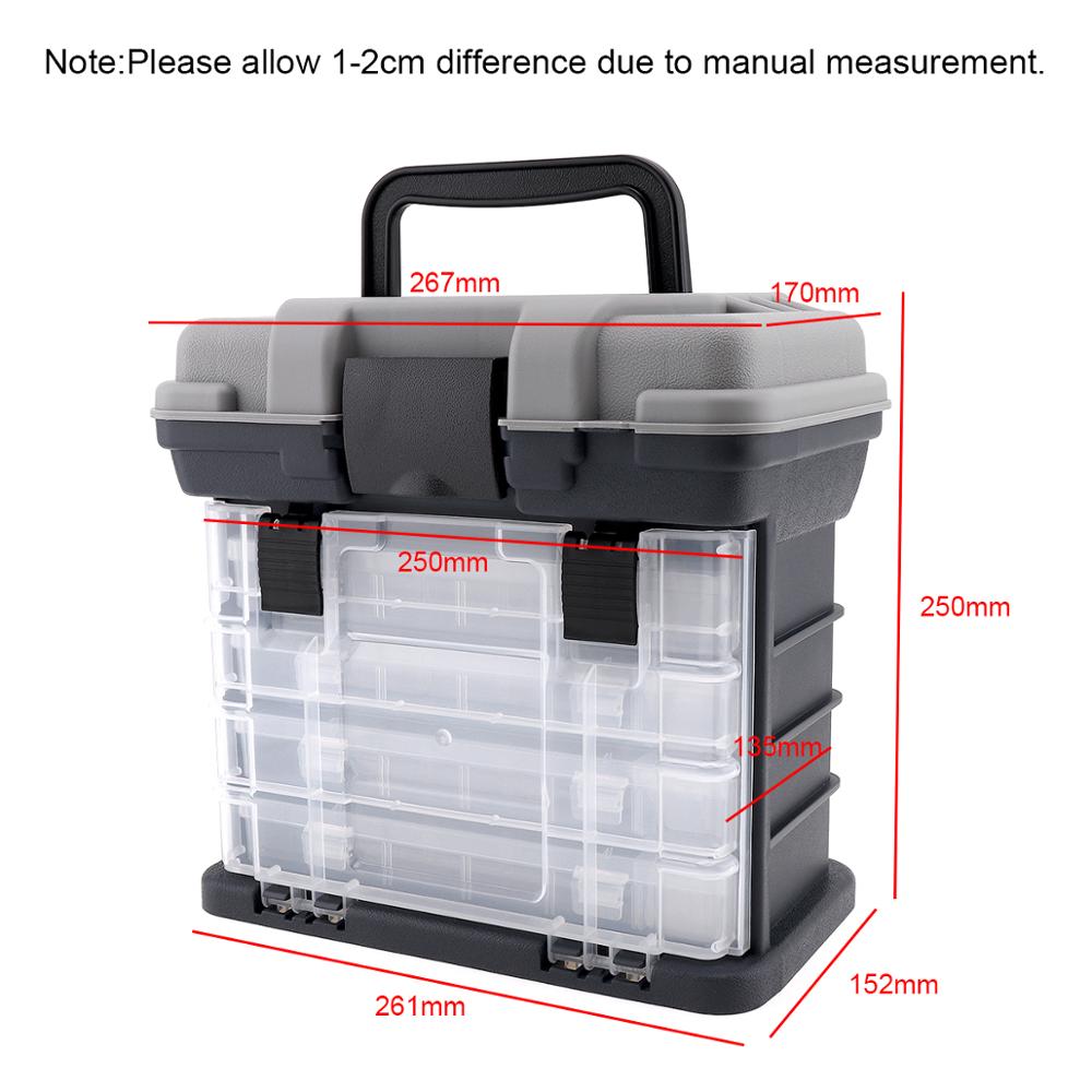 4 Layer PP+ABS Sea Fishing Tackle Box with Plastic Handle Storage Fishing Lures Tools Accessories for Outdoor Fishing