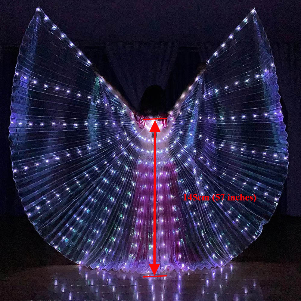 Leuchten LED ist FlüGel Bauchtanz Kostüm Frauen glühen Schmetterling FlüGel Mit Teleskop Stäbchen Karneval Halloween Party Requisiten Tragen