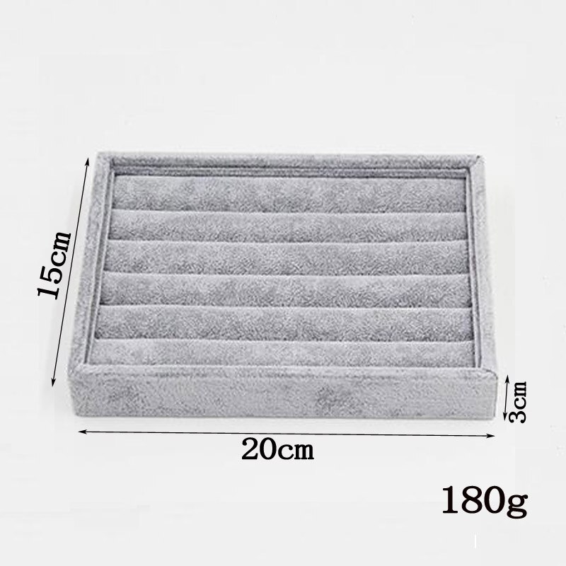 Novedad en caja de joyería DIY, organizador de almacenamiento en cajones, bandeja de almacenamiento de terciopelo suave gris, bandeja para embalaje de joyería hecha a mano DIY: ring tray