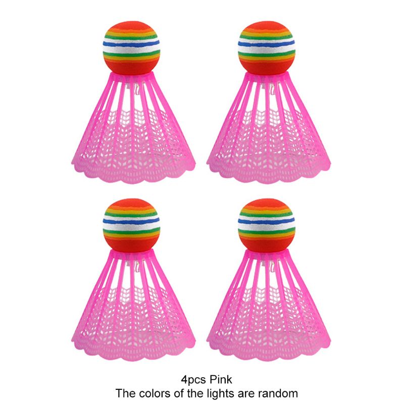 4 Stuks Led Verlichting Badminton Birdies Glow In The Dark Night Nylon Shuttle Q1FF: pink