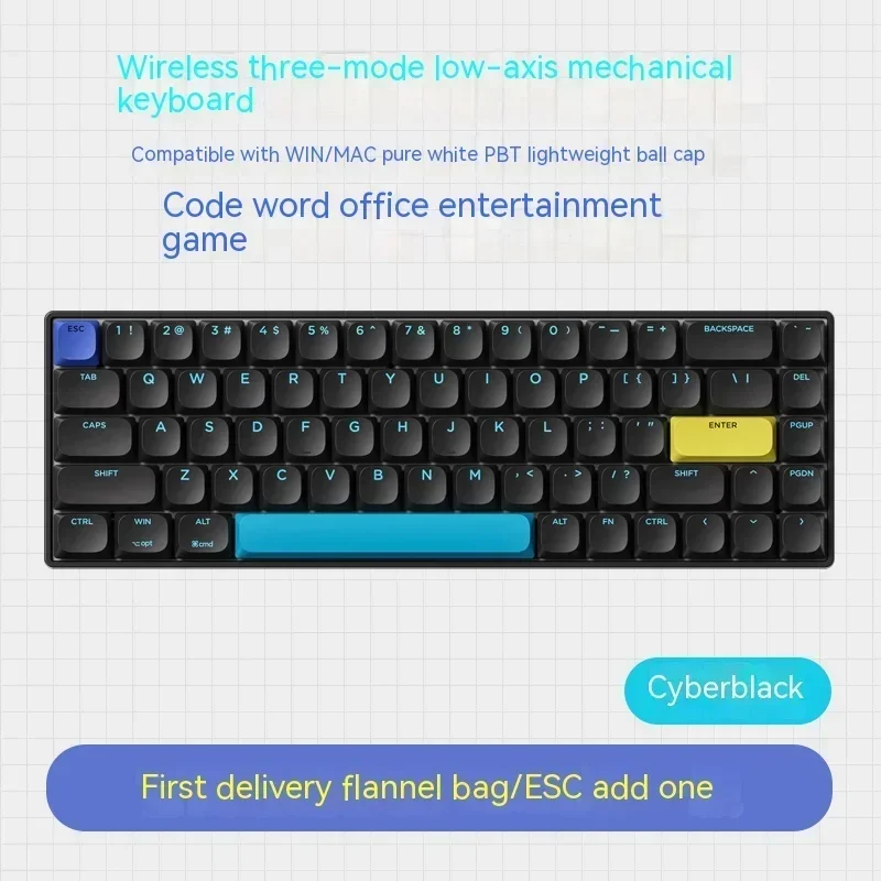 Xinmeng-Clavier mécanique C68 Bluetooth à profil bas, clavier de bureau RVB remplaçable à , trois modes, iPad, tablette, PC, joueur: MARRON / Interrupteur Brun