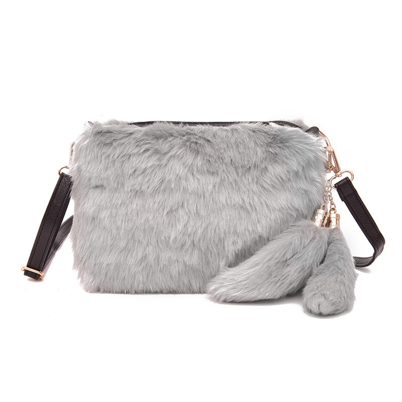 Weiche Warme Pelz Tasche Schulter Tasche Weibliche Leopard Weiblichen Beutel Große Plüsch Winter Handtasche Winter Umhängetasche