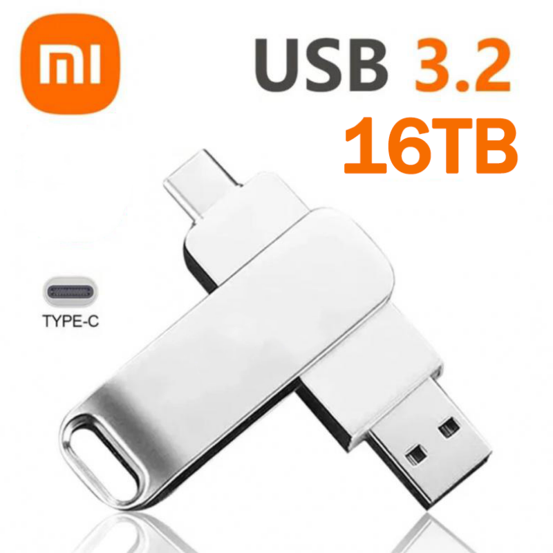 Xiaomi 16TB Flash Drive USB 3.2 Super High Speed Transfer Metal Mini U Disk Pen Drive Type C Memory Waterproof Disk SSD U Drive