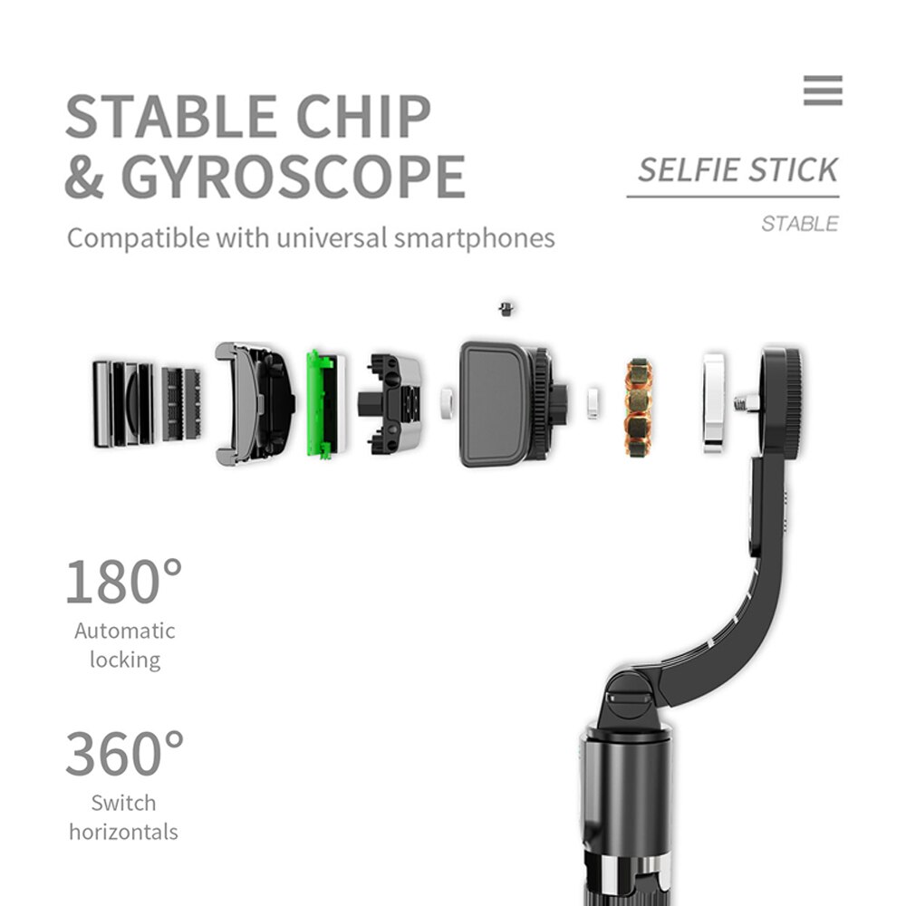 Puhelimen vakaaja kädessä pidettävä gimbal-vakain tärinänvaimennus selfie stick video live bluetooth selfie stick jalusta android ios