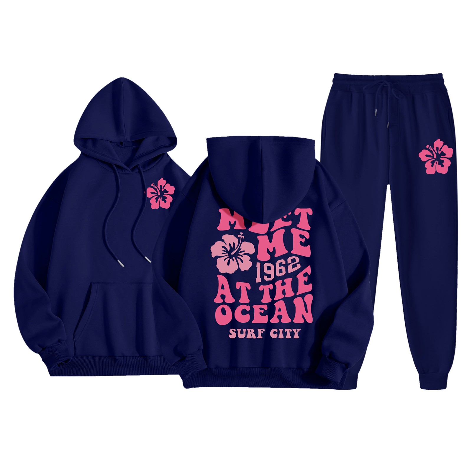 Damkläder i två delar set hoodie sweatshirt och långa mjukisbyxor joggingbyxor dam fina byxdressar fina byxdressar för kvinnor
