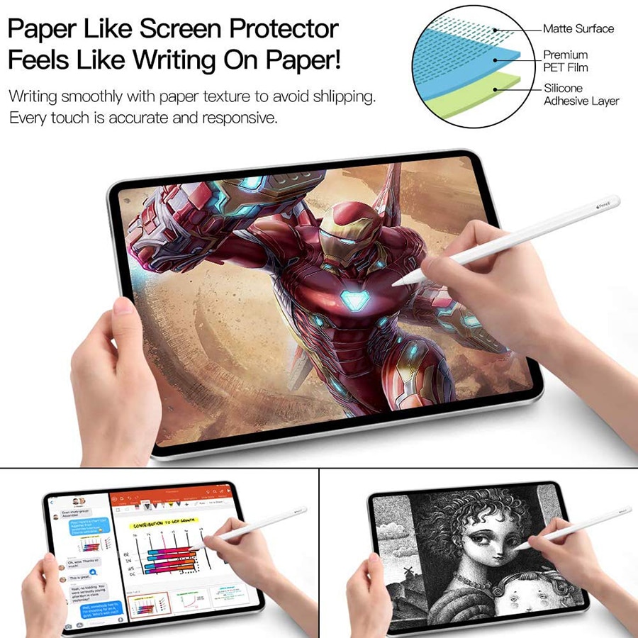 Paper Like Screen Protector Film Matte PET Anti Glare Painting For Apple iPad 9.7 Pro 10.5 mini 5 Face ID 11 12.9 10.2 inch