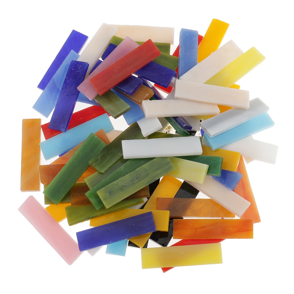 70 stk assortert farge rektangel glass mosaikk fliser deler gjør-det-selv håndverk 10 x 40mm
