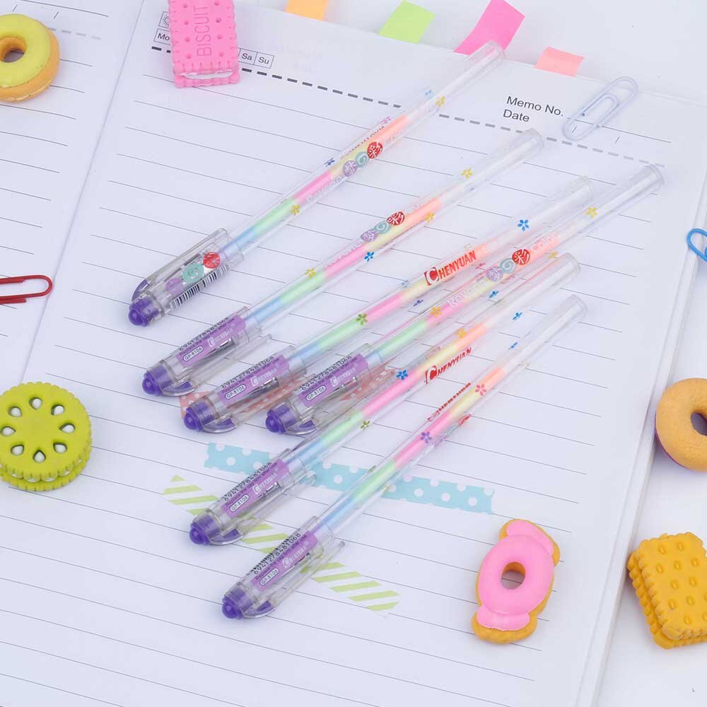 1Pcs Gradient 6 Colors in Gel Pens Office & School Supplies Ballpoint Pens