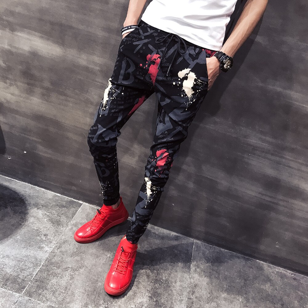 Pantalones bombachos con cordón para hombre, ropa masculina informal, ajustada, con flores, estilo Hip Hop, novedad de verano, 33, 2022