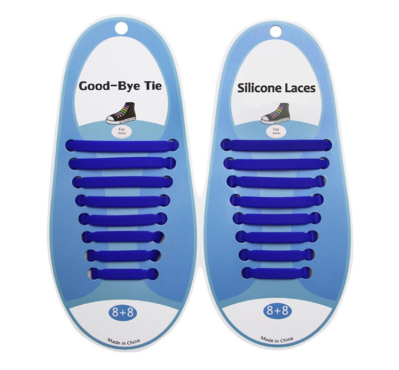 16 teile/satz Elastische Silikon Schnürsenkel Kreative Faul Silikon Laufende Keine Krawatte Gummi Spitze Schuhe Zubehör für mann frauen unisex: Blau
