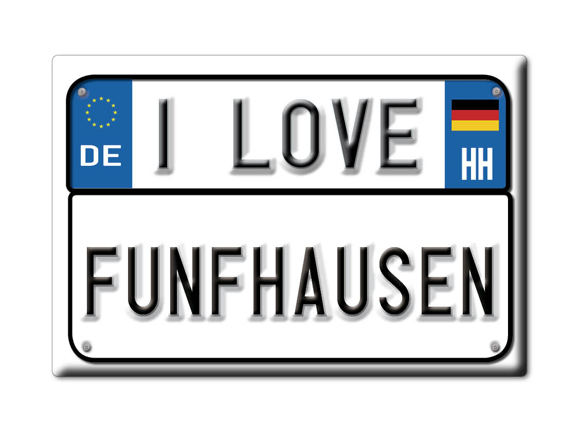 FÜNFHAUSEN aimant aimant hambourg (HH) allemagne réfrigérateur aimant SOUVENIR j'aime: License plate
