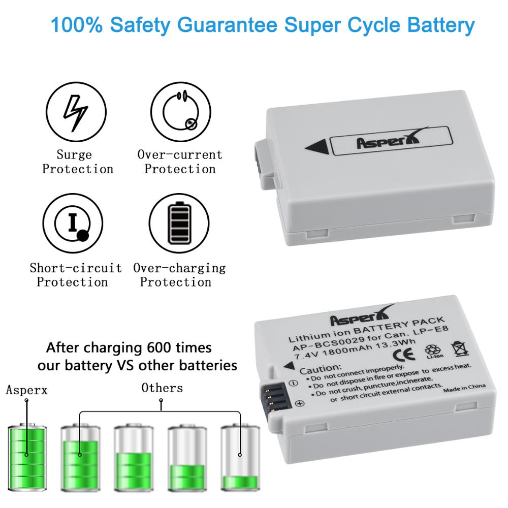 4Pcs 1800mAH LP-E8 LPE8 LP E8 Battery Batterie AKKU + LCD Dual Charger for Canon EOS X4 X5 X6i X7i T2i T3i 550D 600D 650D 700D