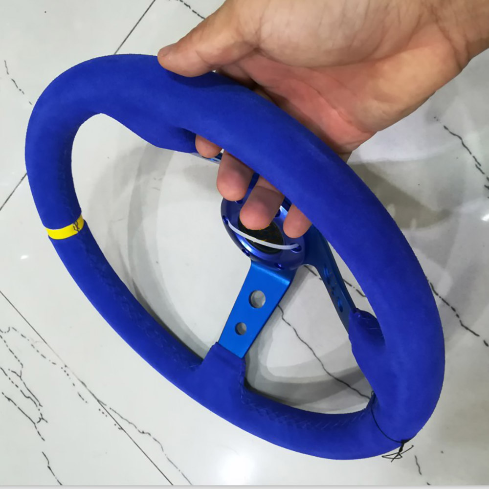 Modifica accessori per auto volante universale Strumenti per volante in pelle scamosciata concava profonda da 14 pollici 350 mm in pelle smerigliata