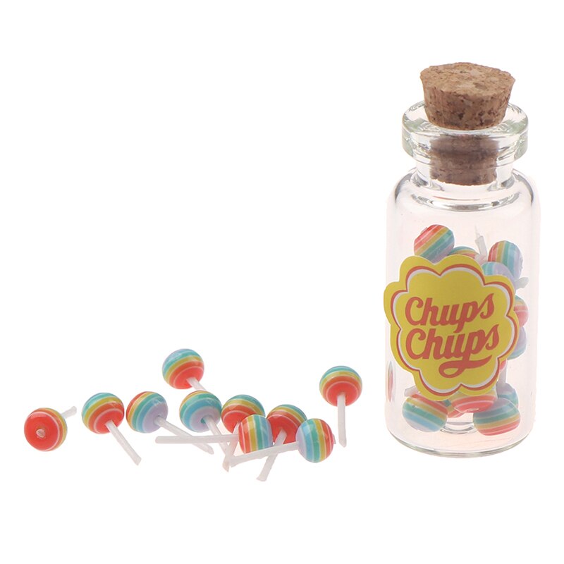 1/12 Dollhouse Miniature Food Dessert Sugar Lollipops With Case Holder Candy Simulaiton Kitchen Toys