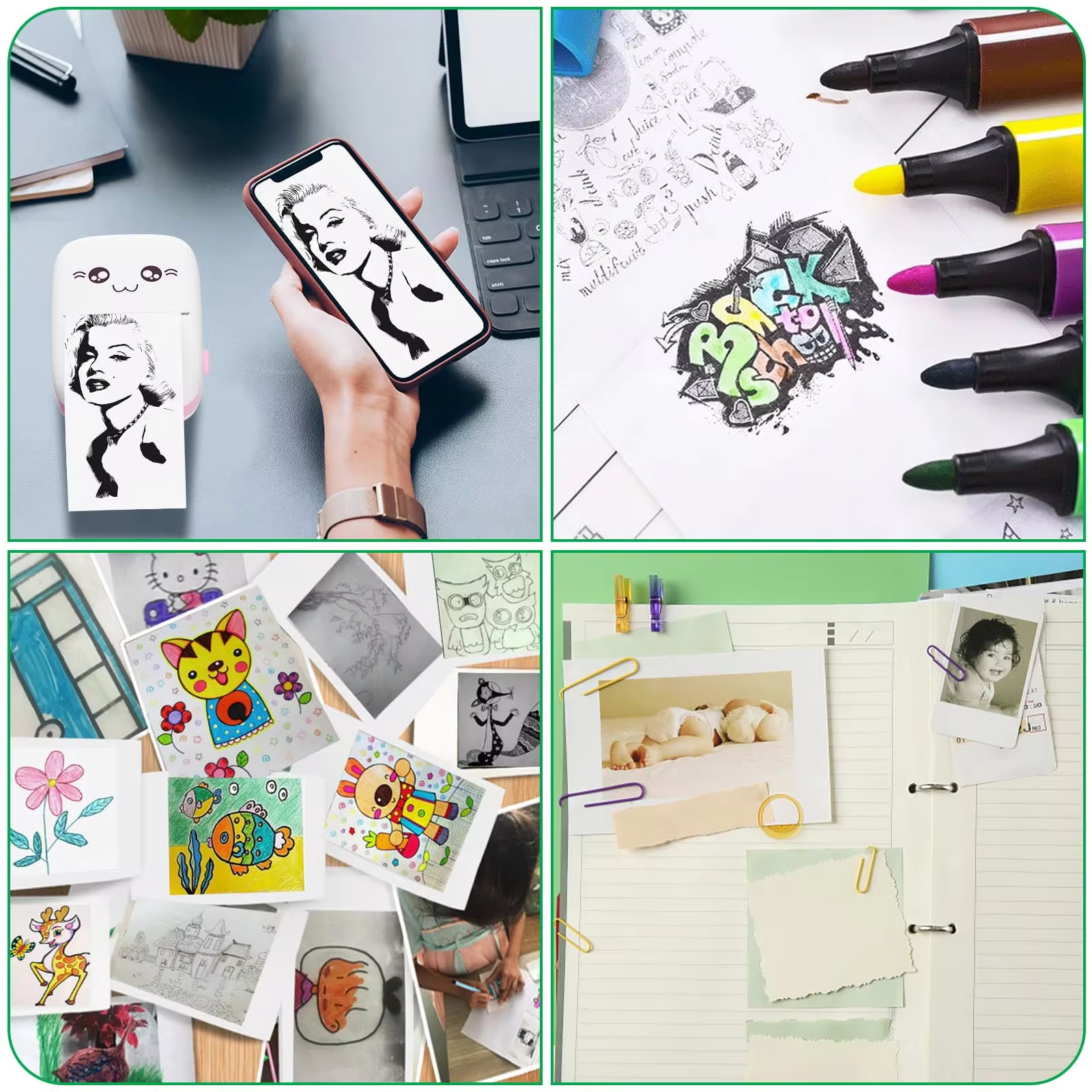 Mini-printpapier Afdrukken Camera Navulling Thermisch papier 10 rollen BPA-vrij Compatibel met alle 57 mm thermische zakprinters