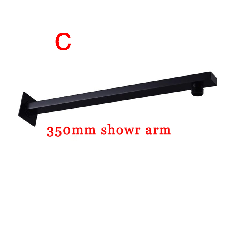 Brazo de ducha redondo y cuadrado negro, soporte de ducha de montaje en pared y techo de varios estilos, extensión plegable de latón, brazo telescópico roscado G1/2: 350mm Square arm
