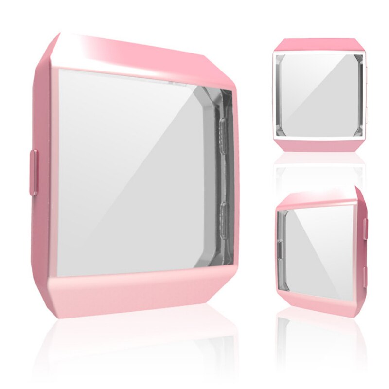 360 Degree Protection Cover For Fitbit Ionic Band Case Plating Coque Fit Bit ionic Watch Band Accessories Screen Protective Case: Pink