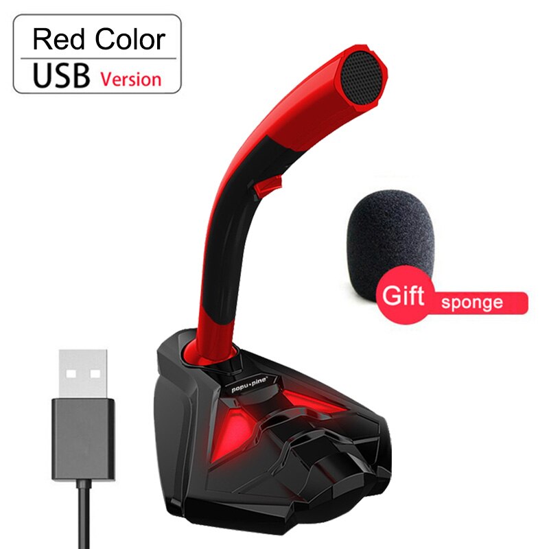 Bekabelde microfoon met telefoonstandaard tafelmodel stereo gaming pc microfoon studio gaming 360 ° usb microfoon dubbele microfoon: Rode usb