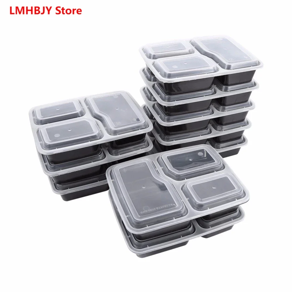 Boîte à Bento en Plastique Réutilisable, Stockage des Repas, relevés des citrouille, Boîte à Déjeuner, 3 Compartiments, Réutilisable, Micro-Ondes, Beaucoup de Boîtes à Déjeuner à Domicile