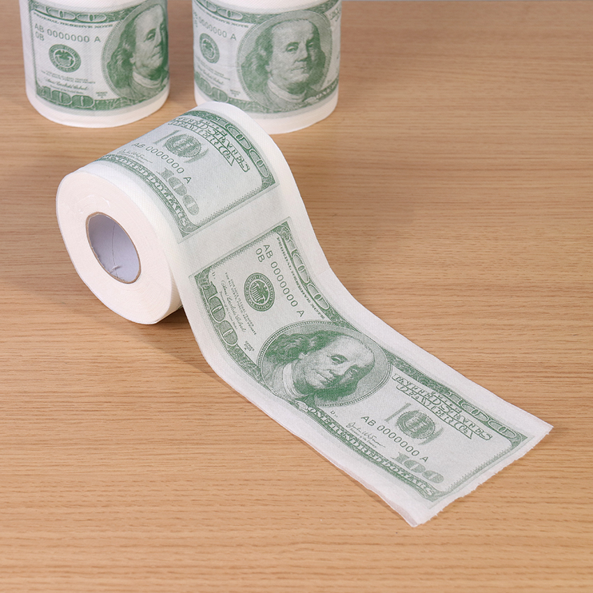 1 rouleau de papier toilette imprimé, pâte de bois, cent Dollars, papier à rouler amusant, papier toilette humoristique, nouveauté , fournitures pour la maison