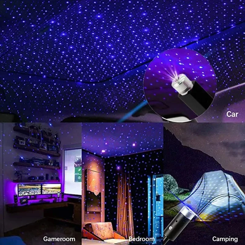 Usb 5v led céu estrelado luz noturna romântico galáxia estrela projetor atmosfera lâmpada para teto do carro decoração plug and play