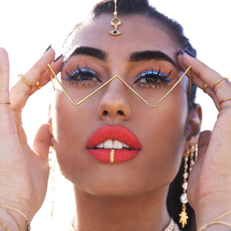 Glasses Women Triangle Half Frame Diamond Glasses Frame Retro Women Crystal Eyewear Glasses Without Lens Eyeglasses Frame