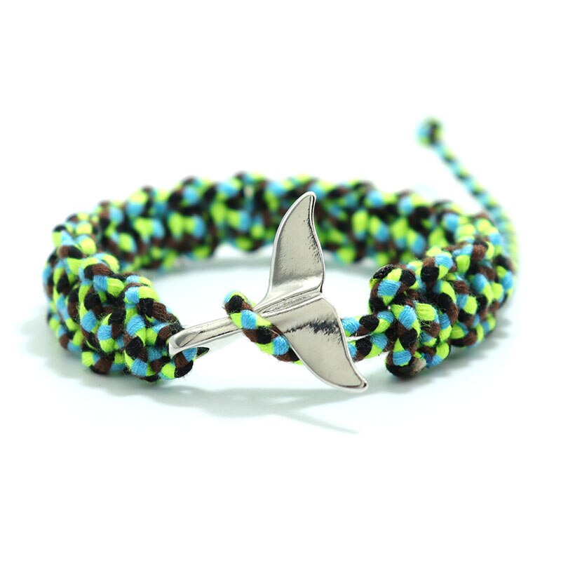 Pulsera trenzada hecha a mano para hombre, Brazalete de hilo 100% algodón, color verde y negro, con cola de gancho fácil, para él, Joias: Silver Green