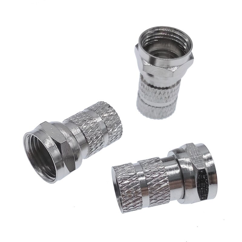 Conectores de Cable Coaxial tipo F, 10 piezas, 75-5, materiales de latón, conectores de línea única, conector F
